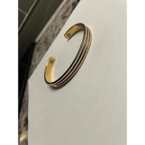 24K Gold Electro Plated Women’s Metal Costume Bangle Bracelet Two Tone
